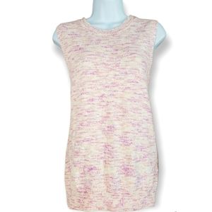NWOT J Crew heather pink purple yellow sleeveless linen blend sweater Medium
